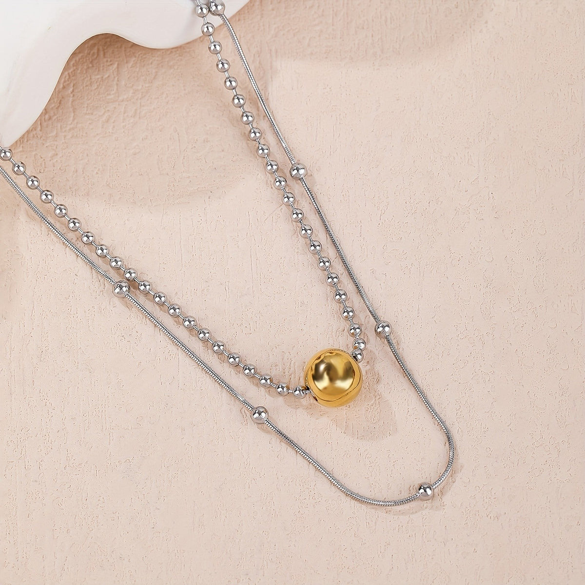 Elegant Two-Tone Sphere Bead Necklace