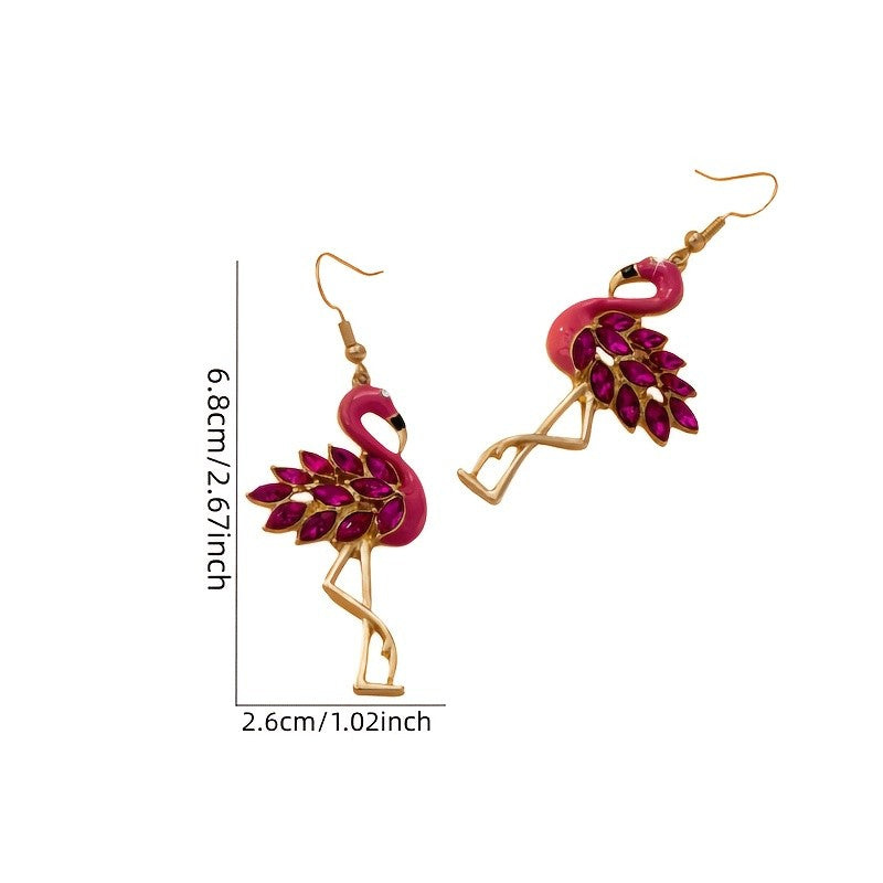 Elegant Pink Flamingo Drop Earrings