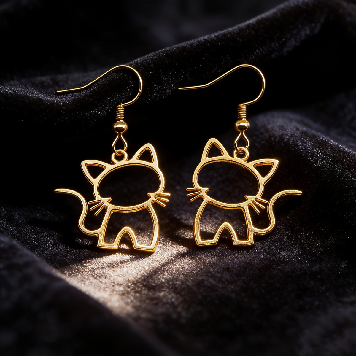 Dainty Hollow Cat Outline Earrings
