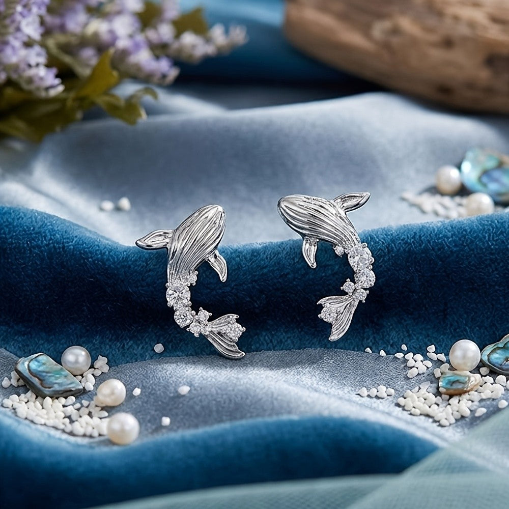 Dainty Whale Stud Earrings