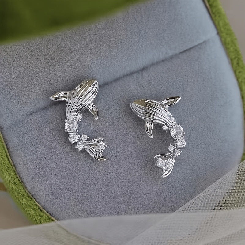 Dainty Whale Stud Earrings
