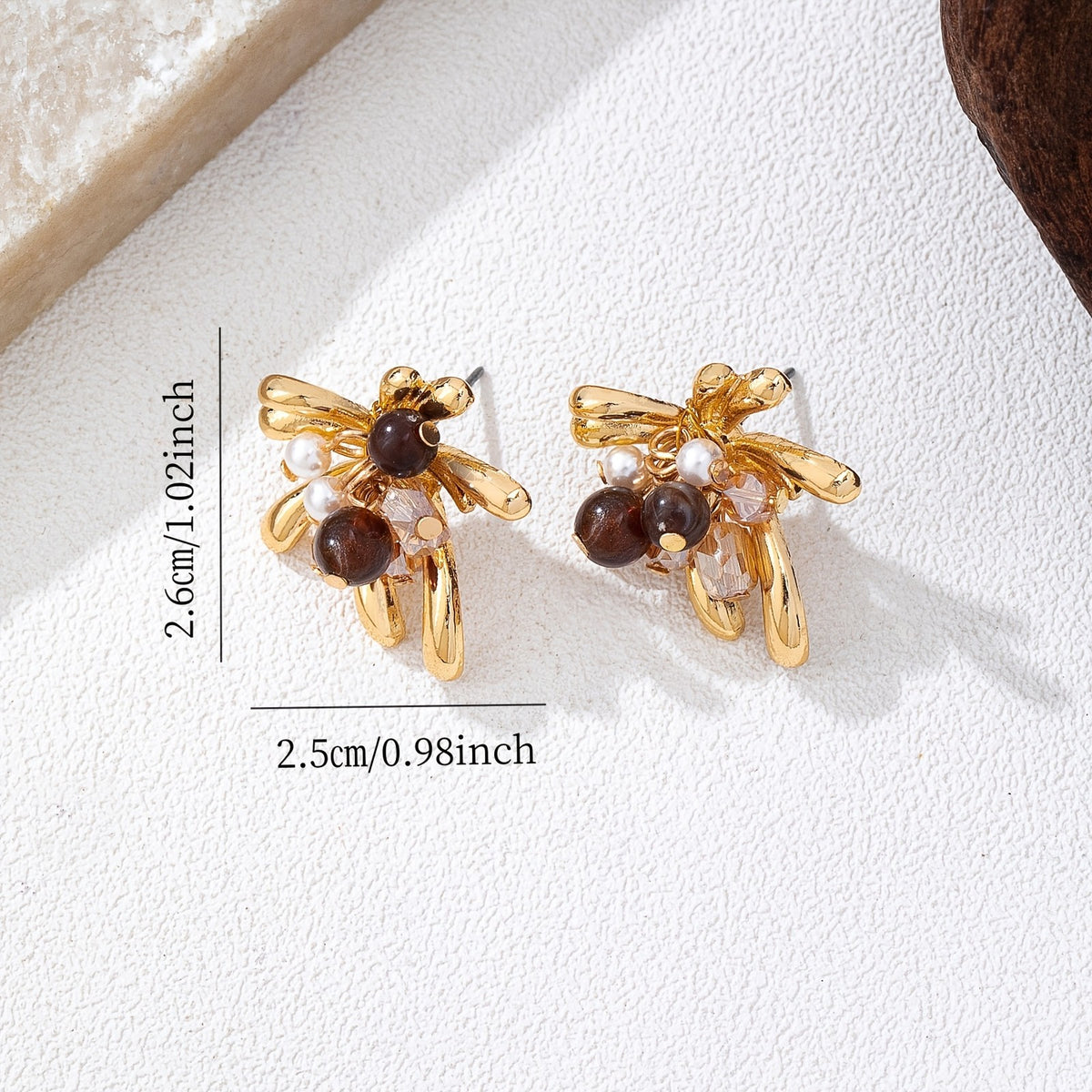 14k Boho Amber Firework Flower Earrings