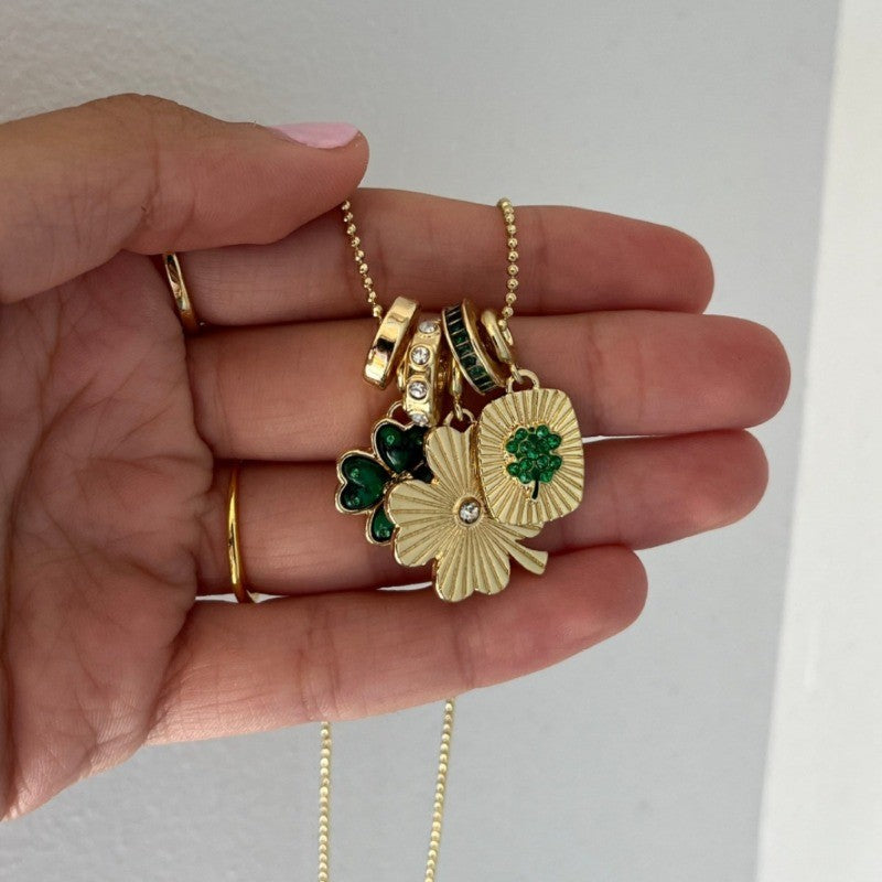Elegant Green Clover Charm Necklace