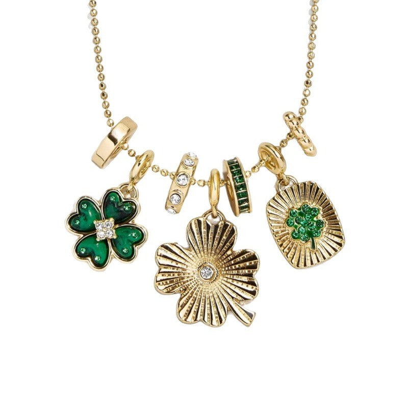 Elegant Green Clover Charm Necklace