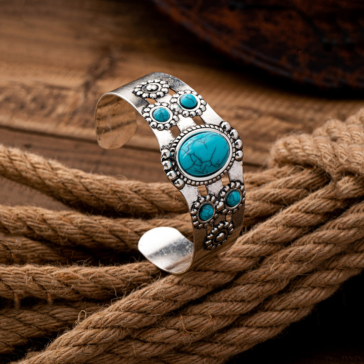 Vintage Boho Red Stone Cuff Bracelet