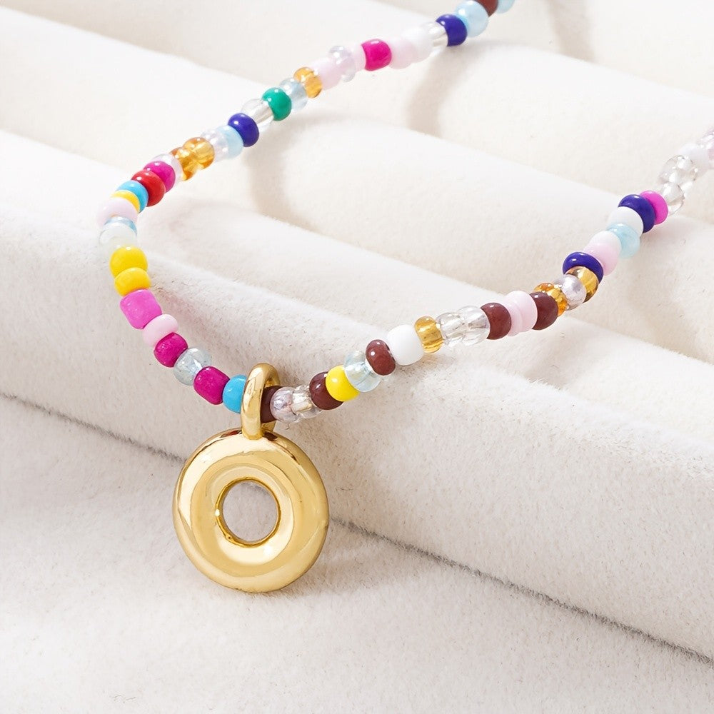 Dainty Multicolor Beaded Initial Necklace