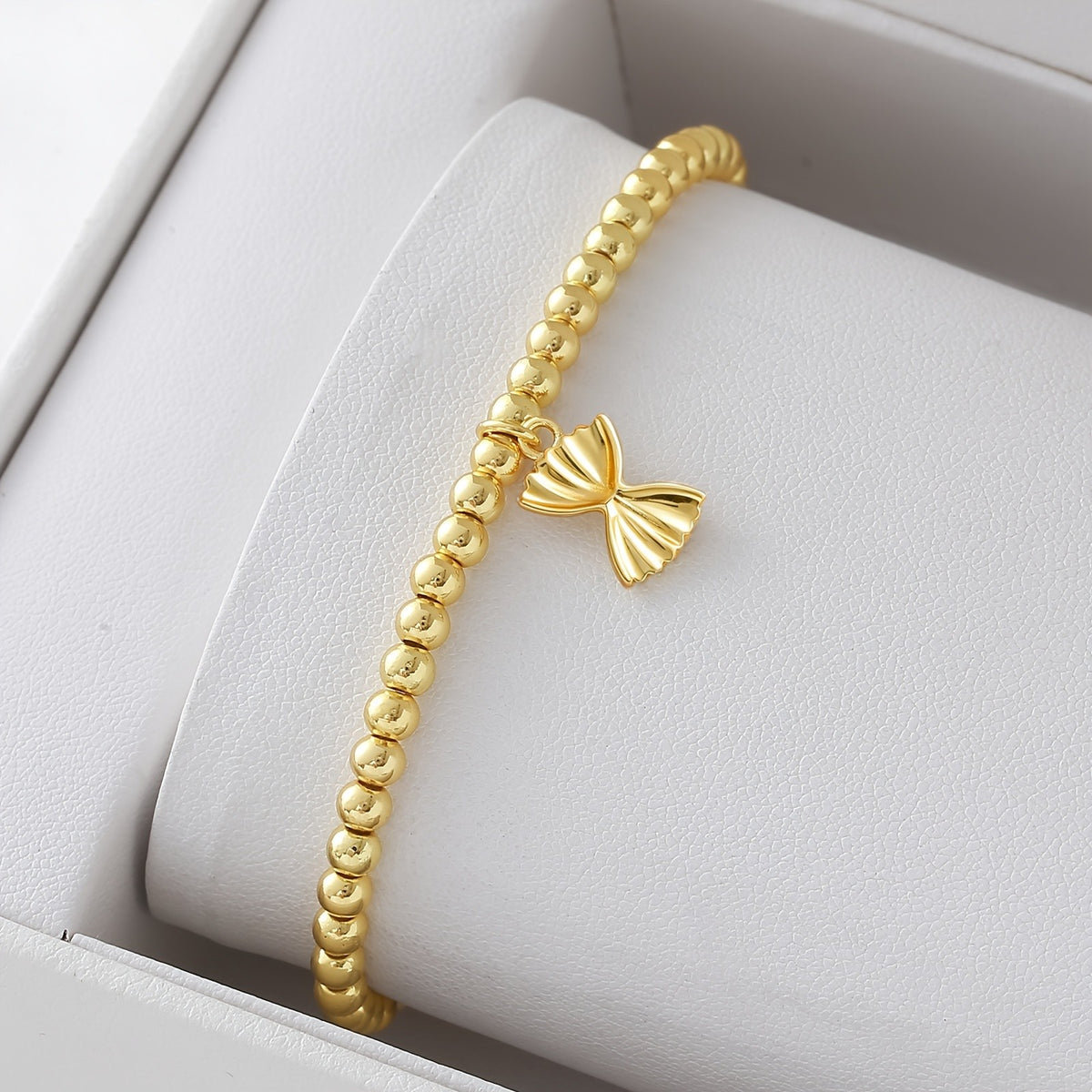 18k Dainty Beaded Bow Bracelet
