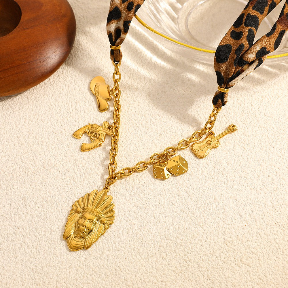 18k Boho Leopard Charm Necklace