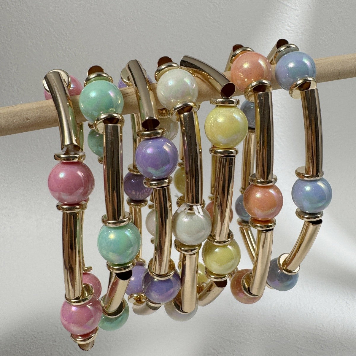 Boho Pastel Bead Tube Bracelet