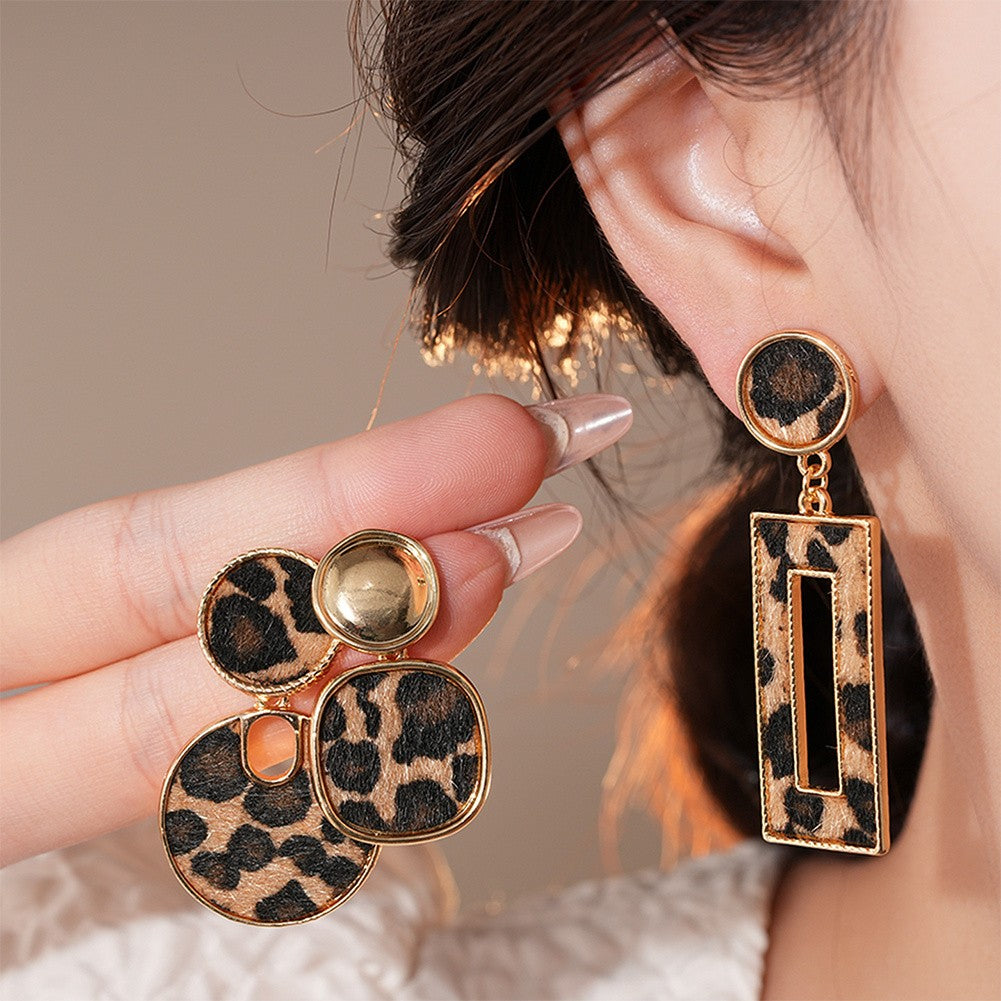 Classy Leopard Print Geometric Earrings
