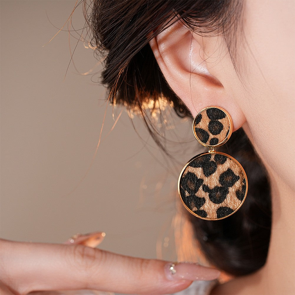 Classy Leopard Print Geometric Earrings