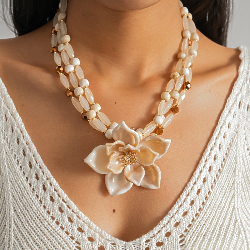 Elegant Acrylic Flower Necklace & Earring Set