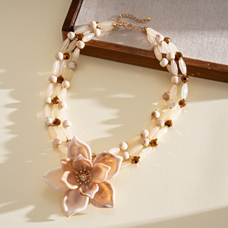 Elegant Acrylic Flower Necklace & Earring Set