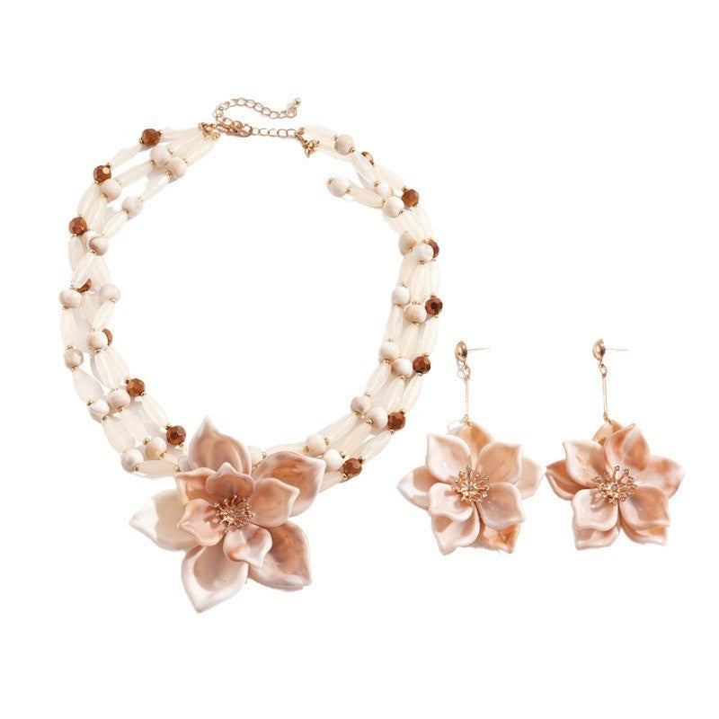Elegant Acrylic Flower Necklace & Earring Set