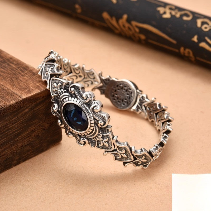 S925 Vintage Inspired Black Stone Bracelet