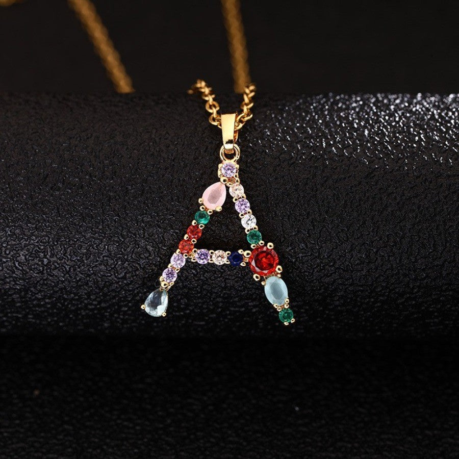 Colorful Initial Letter Necklace