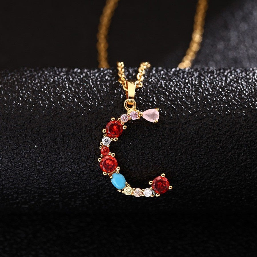 Colorful Initial Letter Necklace