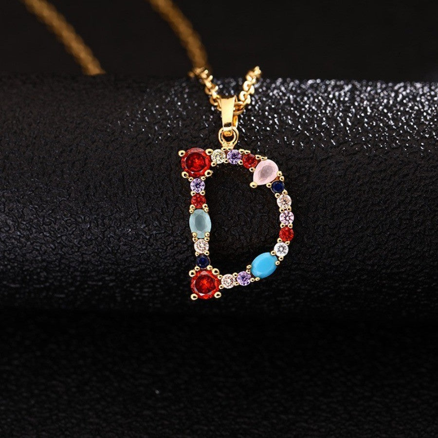 Colorful Initial Letter Necklace