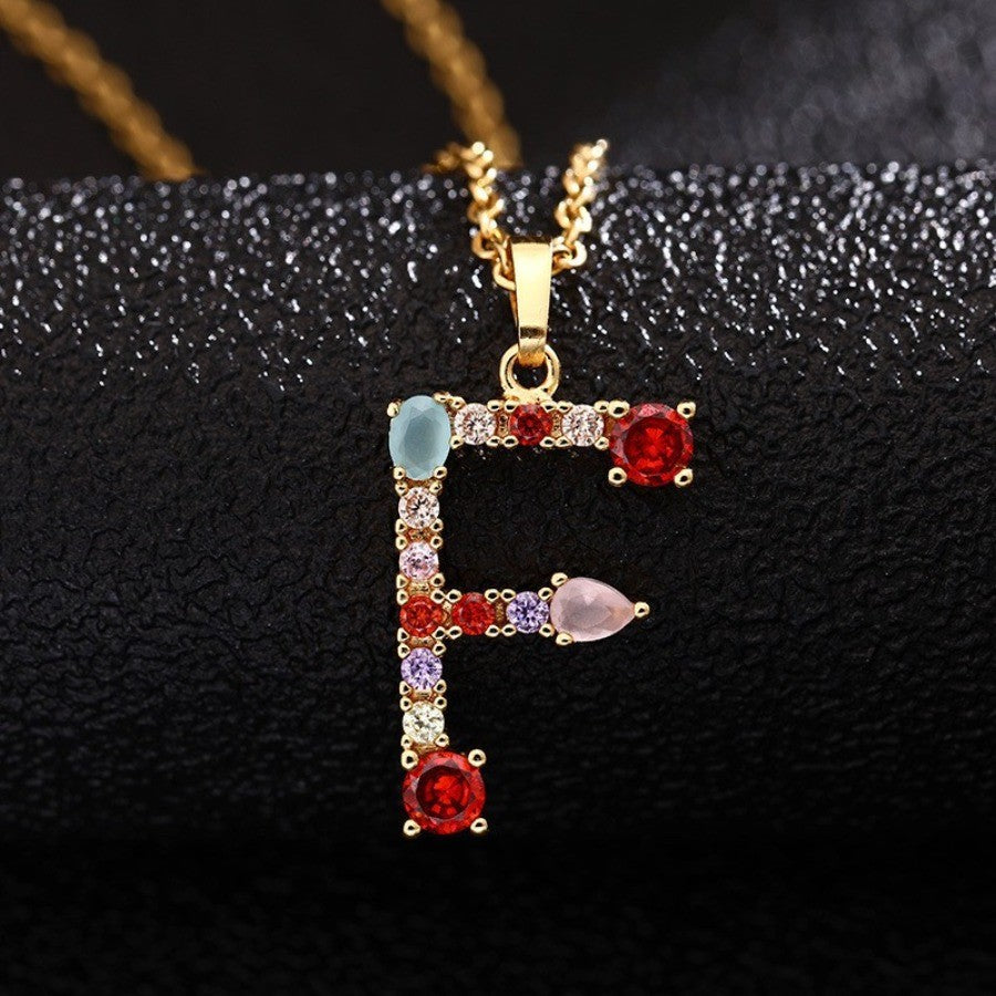 Colorful Initial Letter Necklace