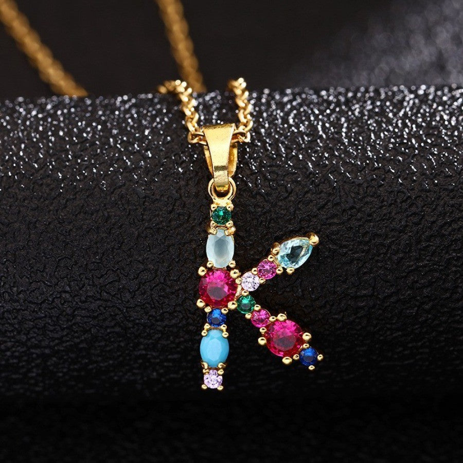 Colorful Initial Letter Necklace