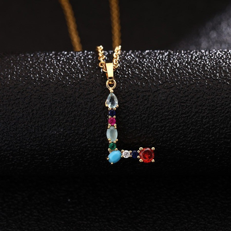 Colorful Initial Letter Necklace