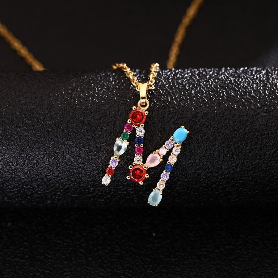 Colorful Initial Letter Necklace