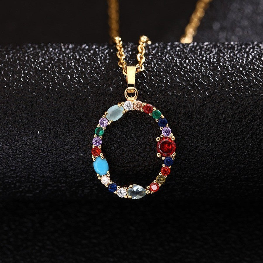 Colorful Initial Letter Necklace