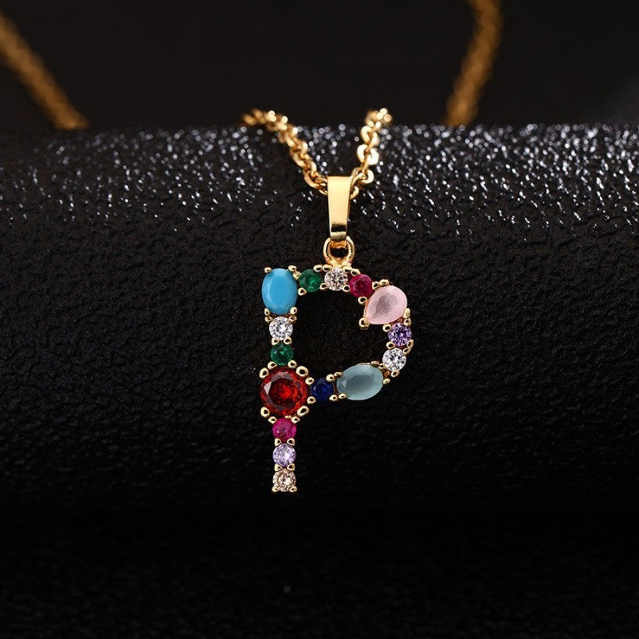 Colorful Initial Letter Necklace