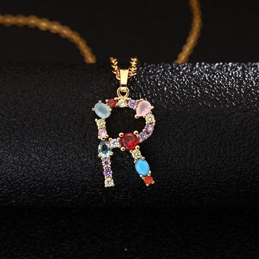 Colorful Initial Letter Necklace