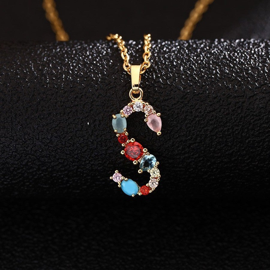 Colorful Initial Letter Necklace