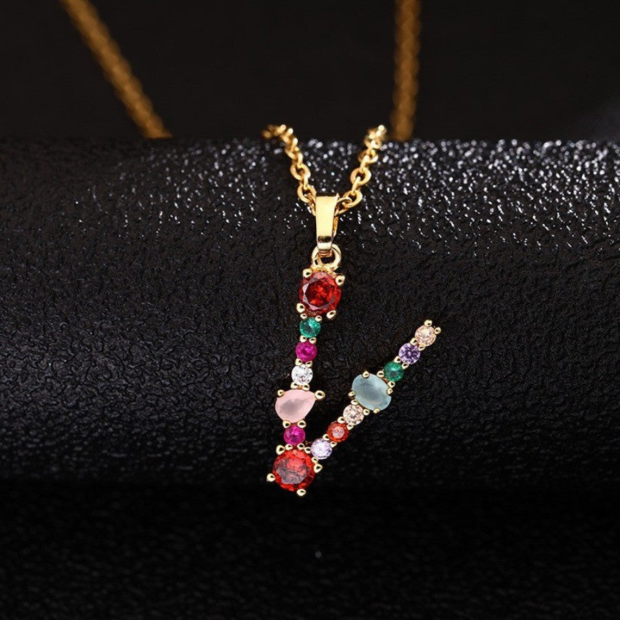 Colorful Initial Letter Necklace