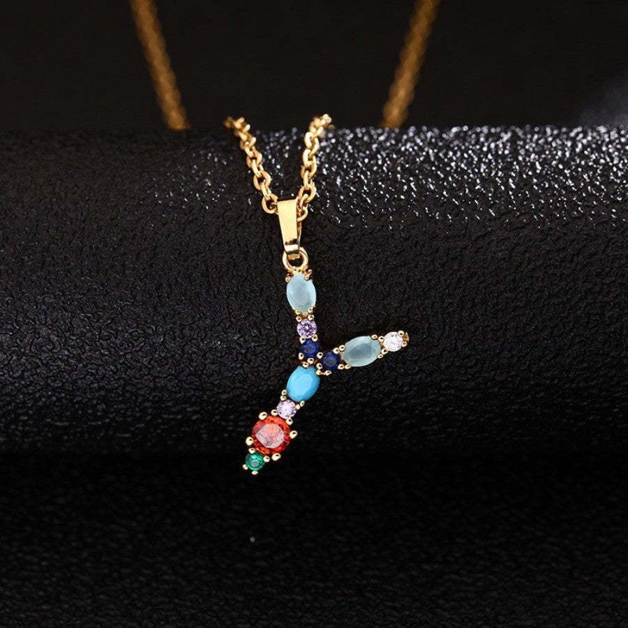 Colorful Initial Letter Necklace