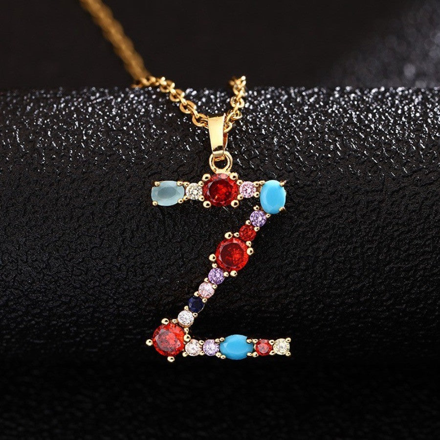 Colorful Initial Letter Necklace