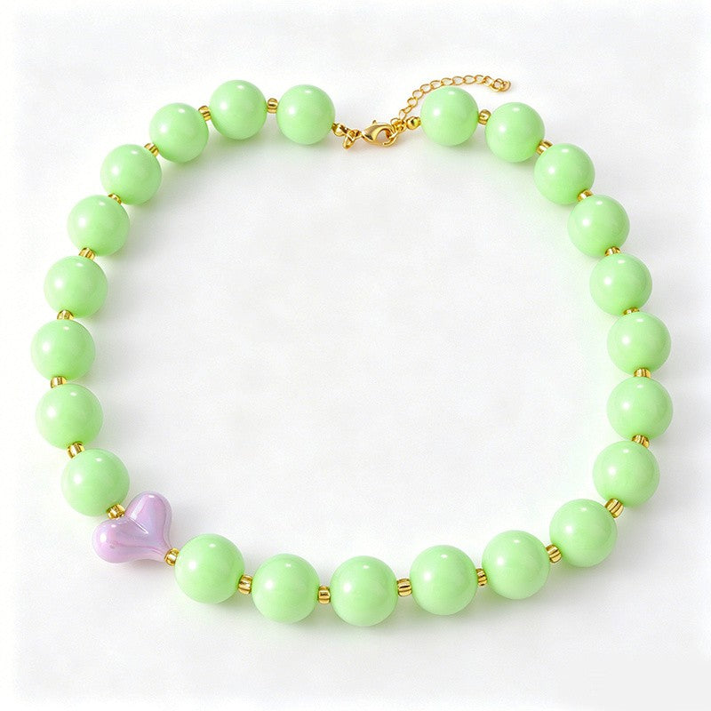 18k Boho Multicolor Resin Bead Necklace