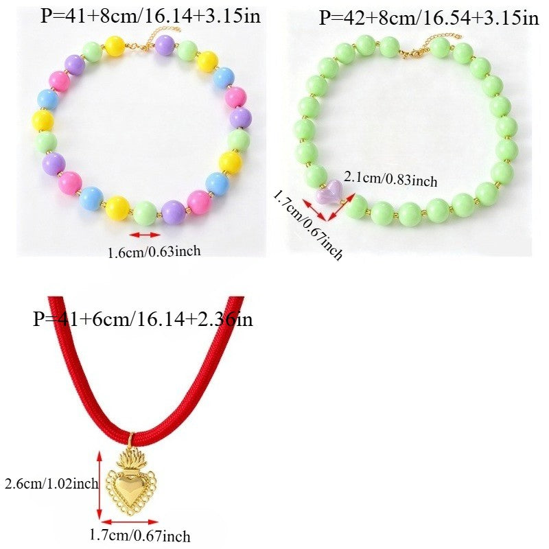 18k Boho Multicolor Resin Bead Necklace