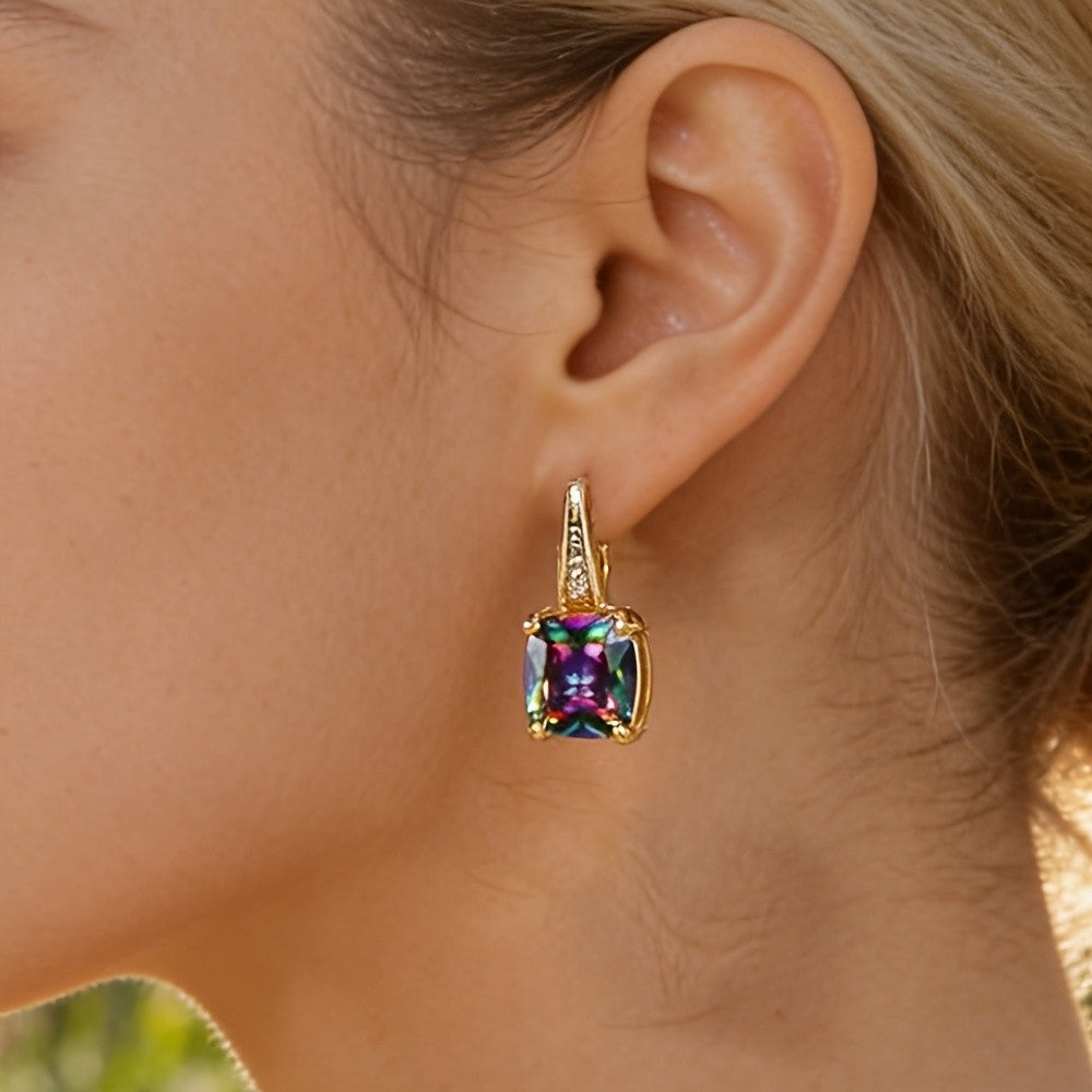 Classy Square Mystic Stone Earring