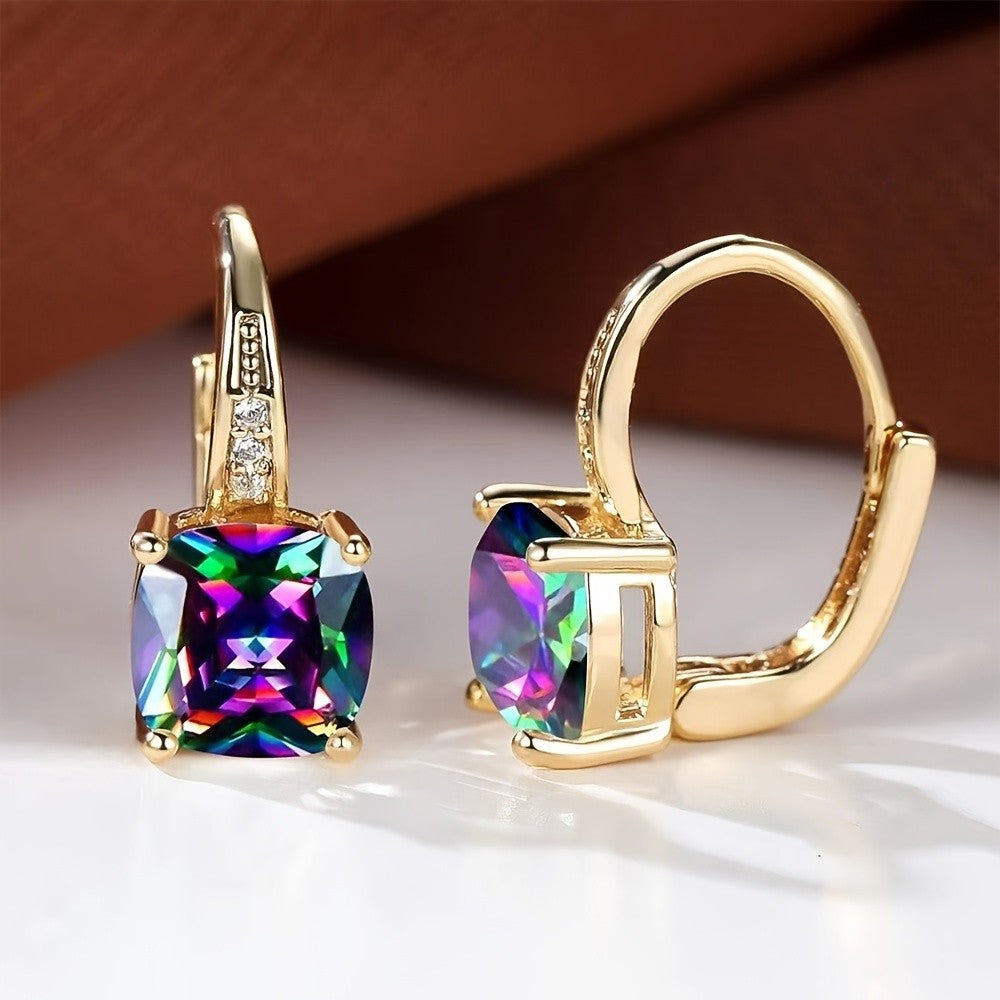 Classy Square Mystic Stone Earring