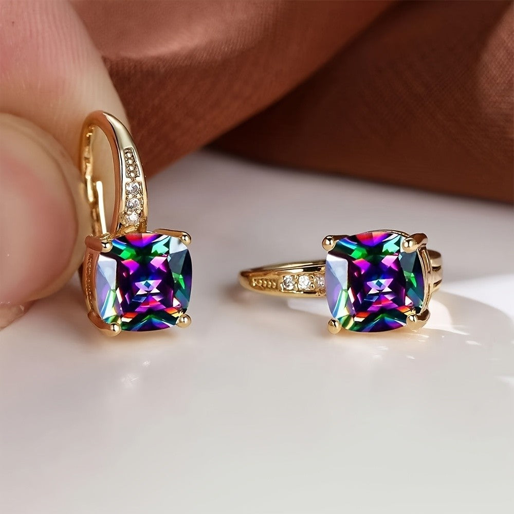 Classy Square Mystic Stone Earring