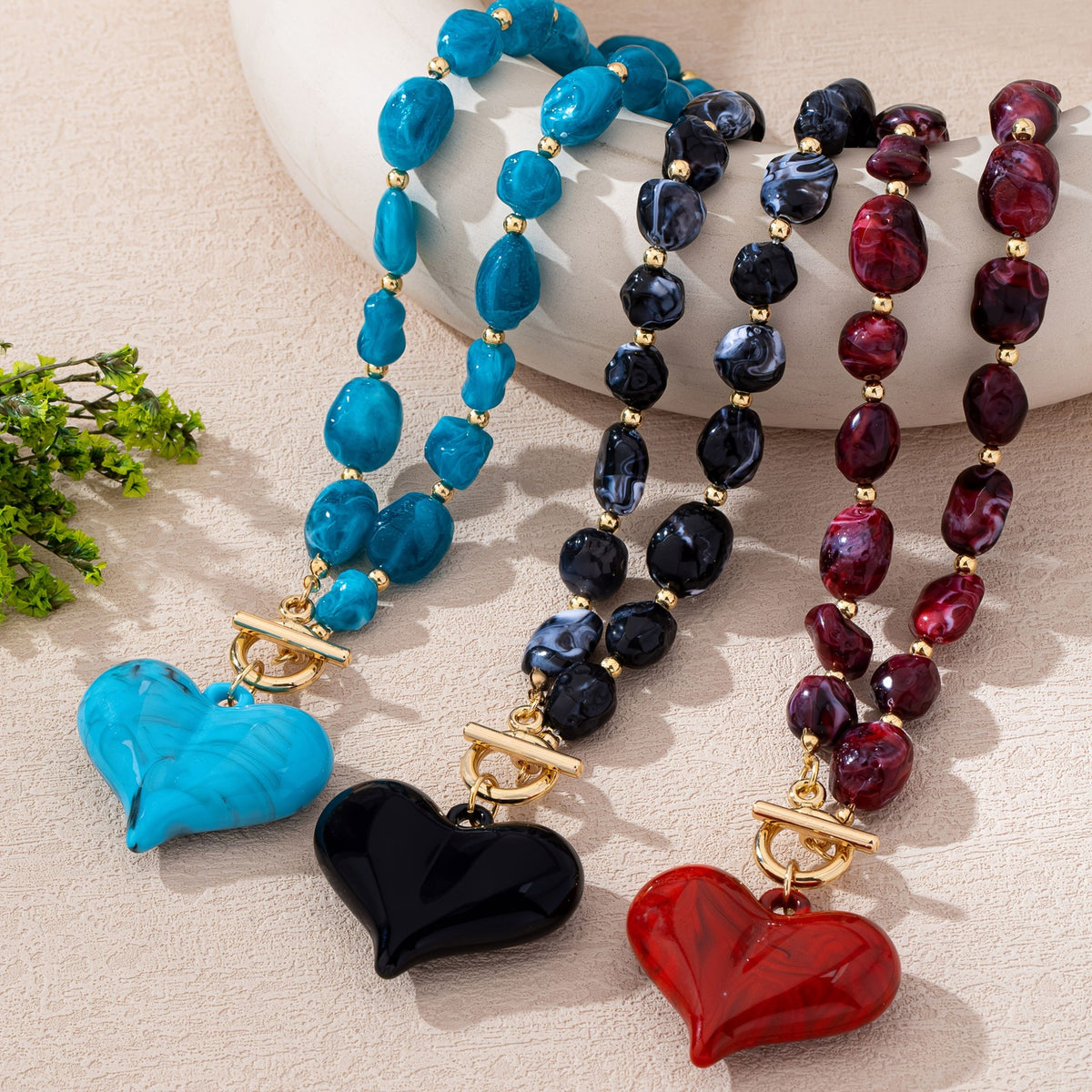 Boho Multi-Strand Beaded Heart Necklace