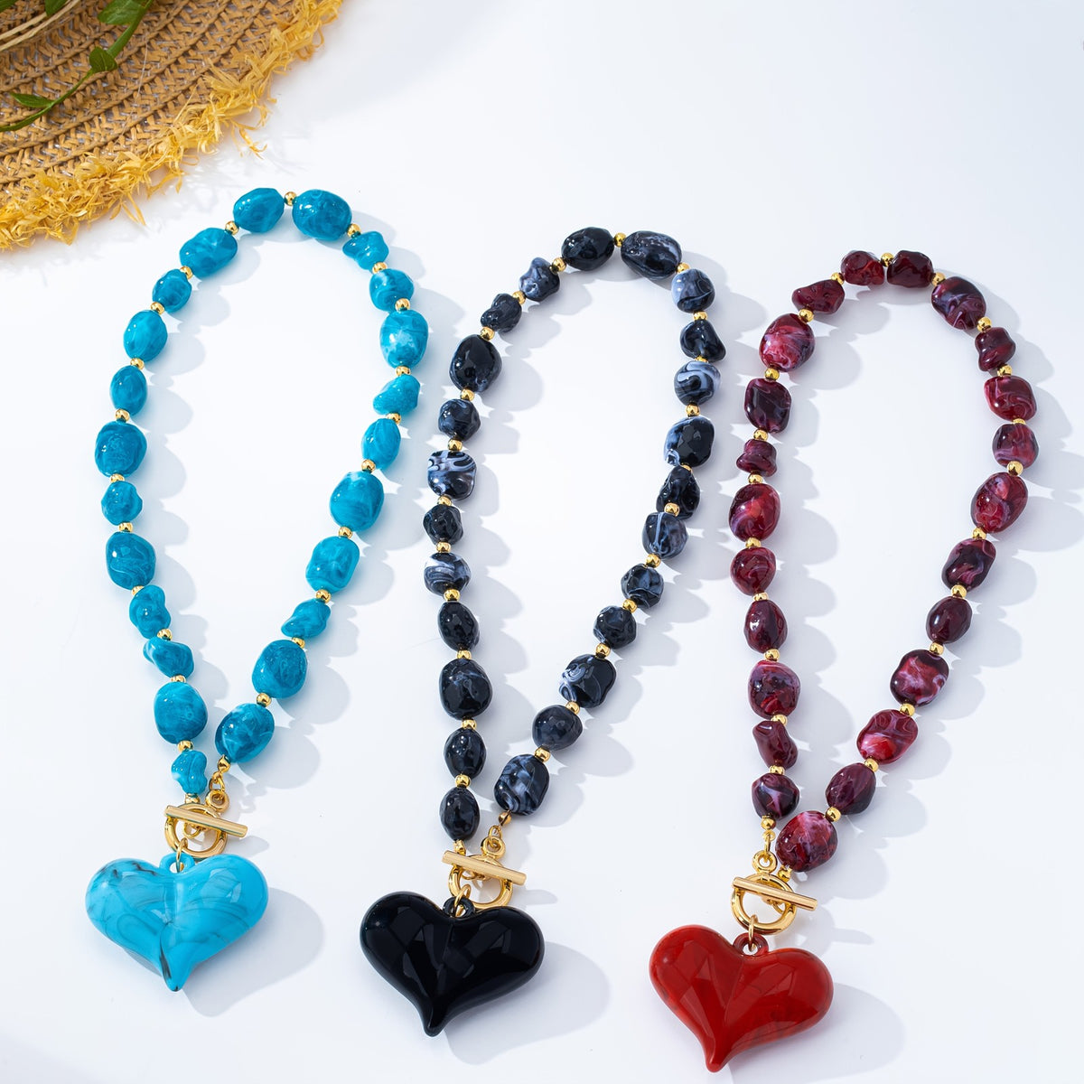 Boho Multi-Strand Beaded Heart Necklace