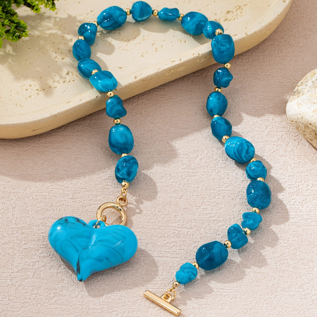 Boho Multi-Strand Beaded Heart Necklace