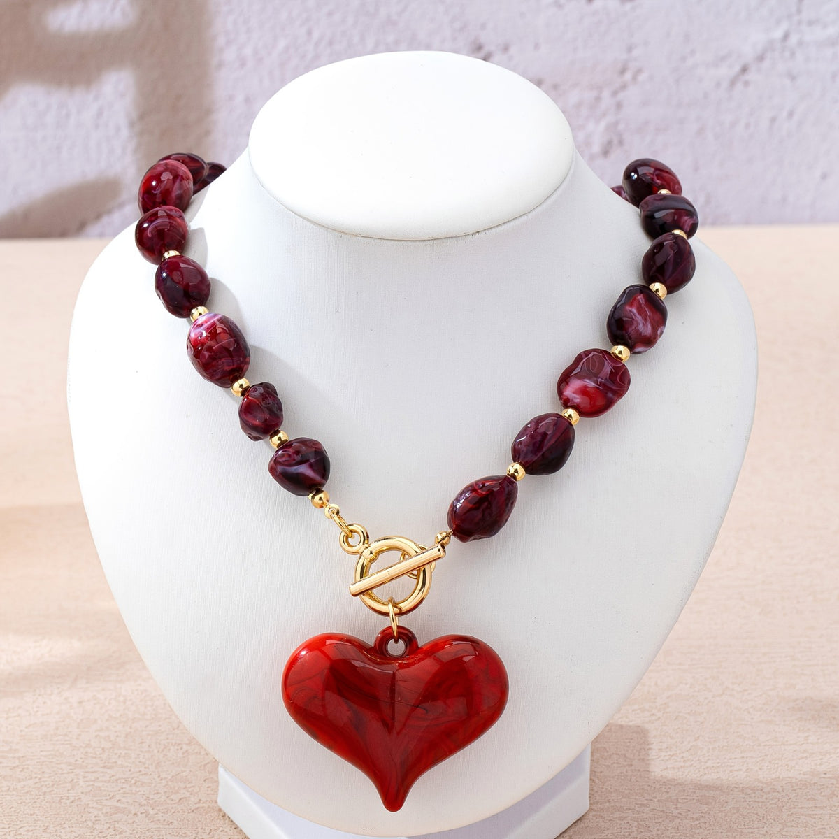 Boho Multi-Strand Beaded Heart Necklace