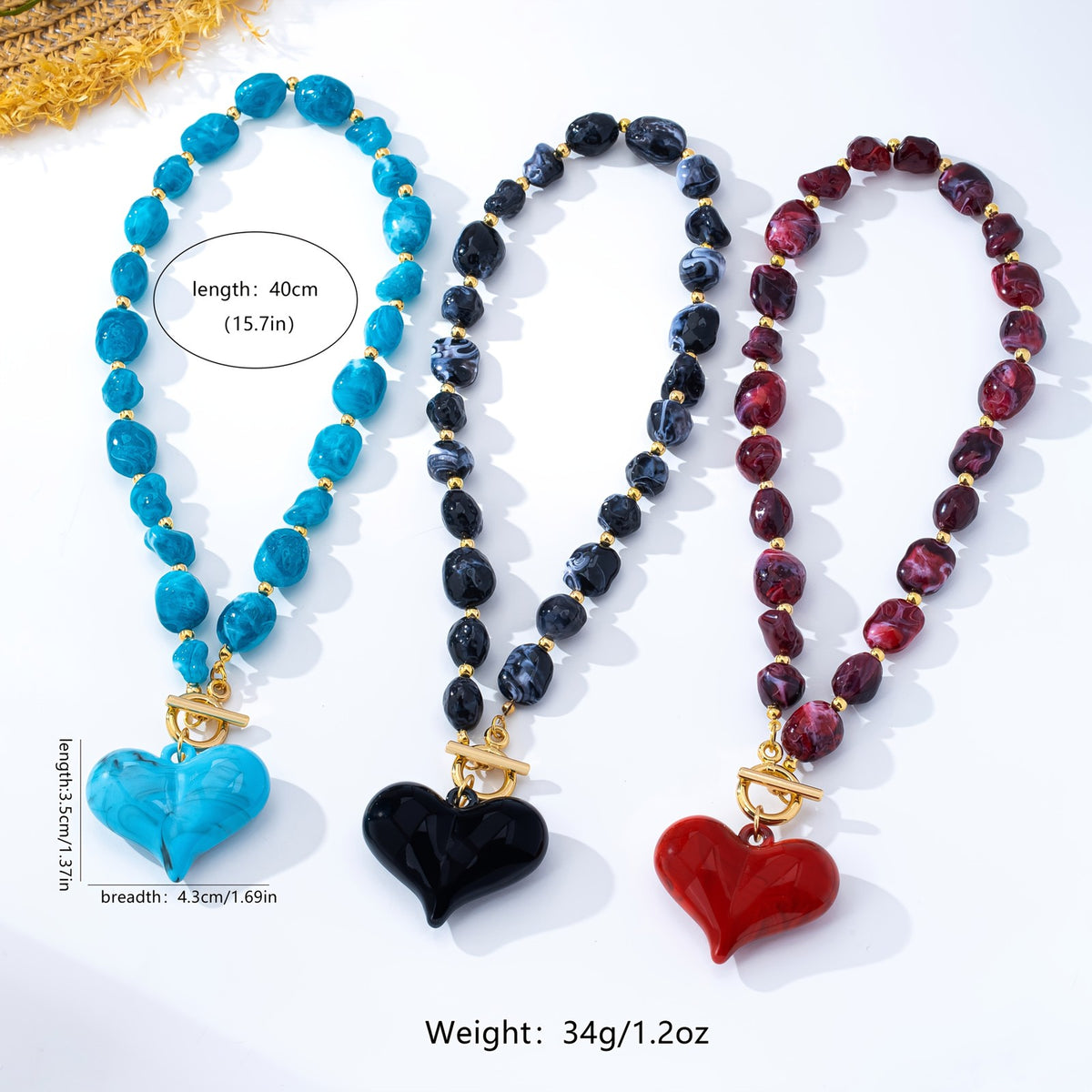Boho Multi-Strand Beaded Heart Necklace