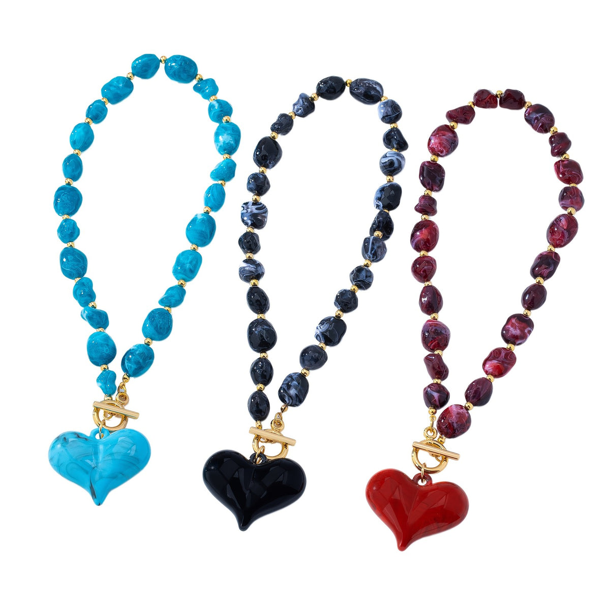 Boho Multi-Strand Beaded Heart Necklace