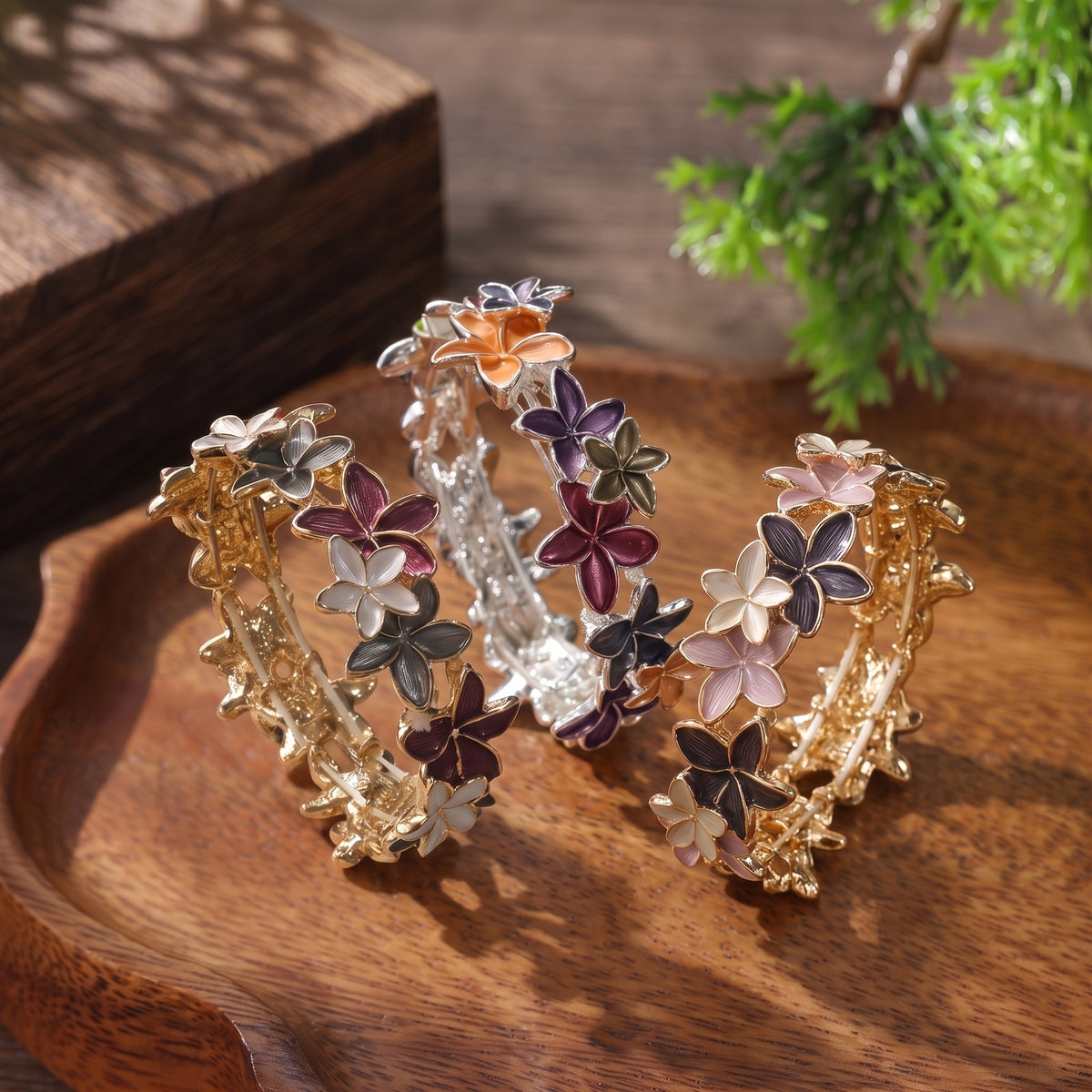 Boho Enamel Floral Stretch Bracelet