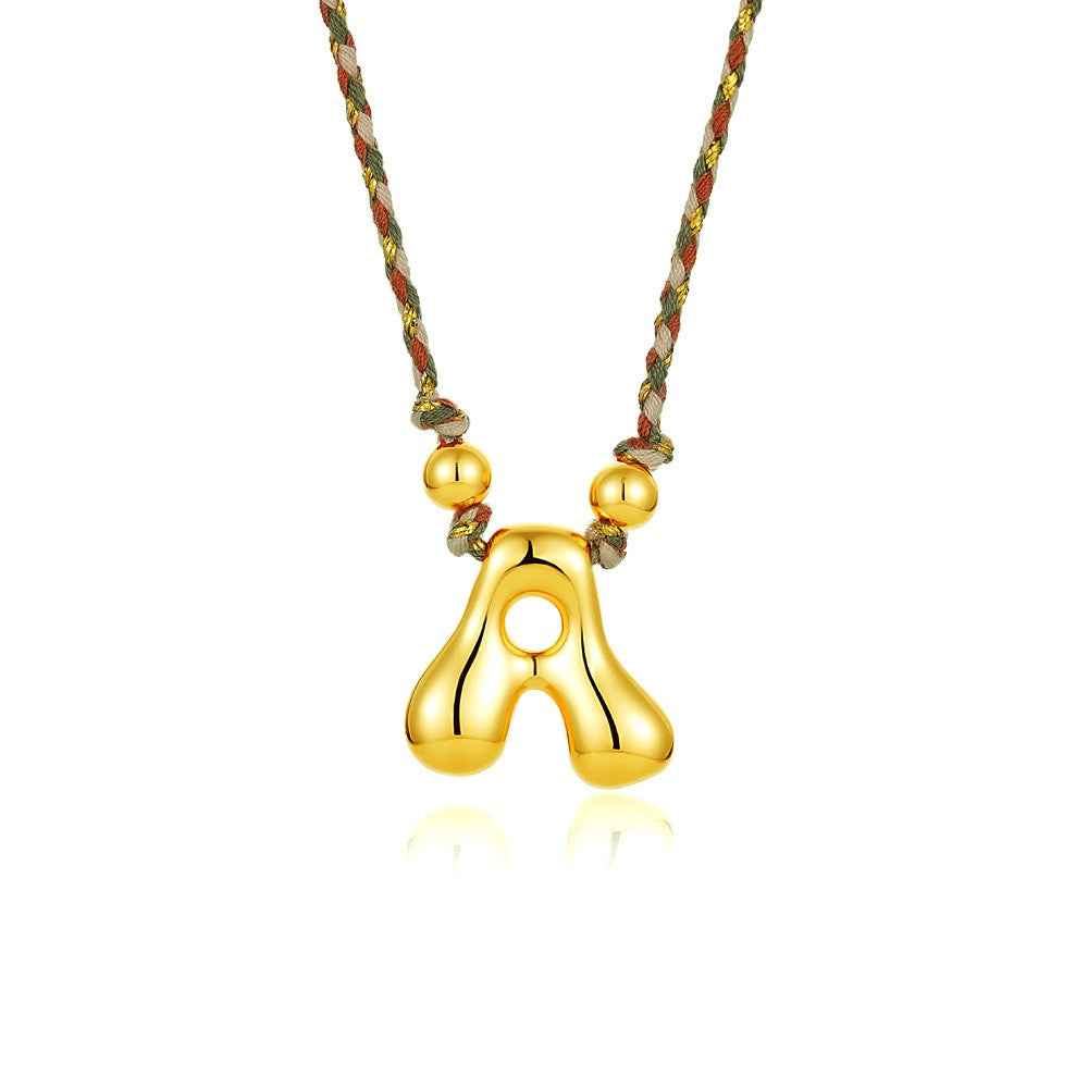 Elegant Woven Rope Bubble Initial Necklace