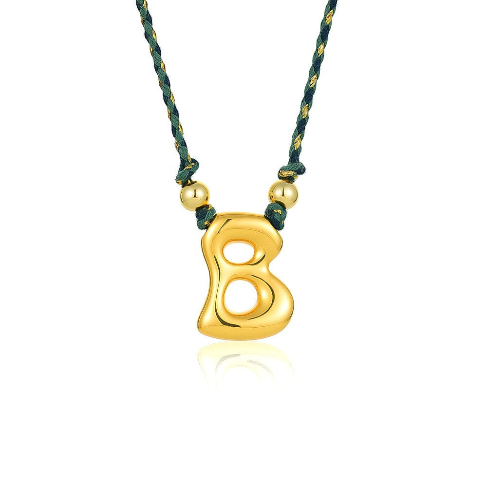 Elegant Woven Rope Bubble Initial Necklace
