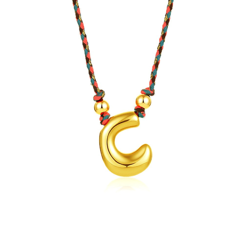 Elegant Woven Rope Bubble Initial Necklace