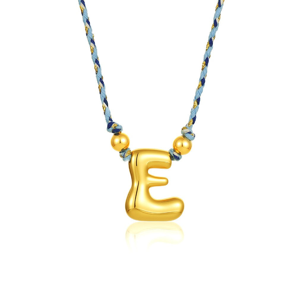 Elegant Woven Rope Bubble Initial Necklace