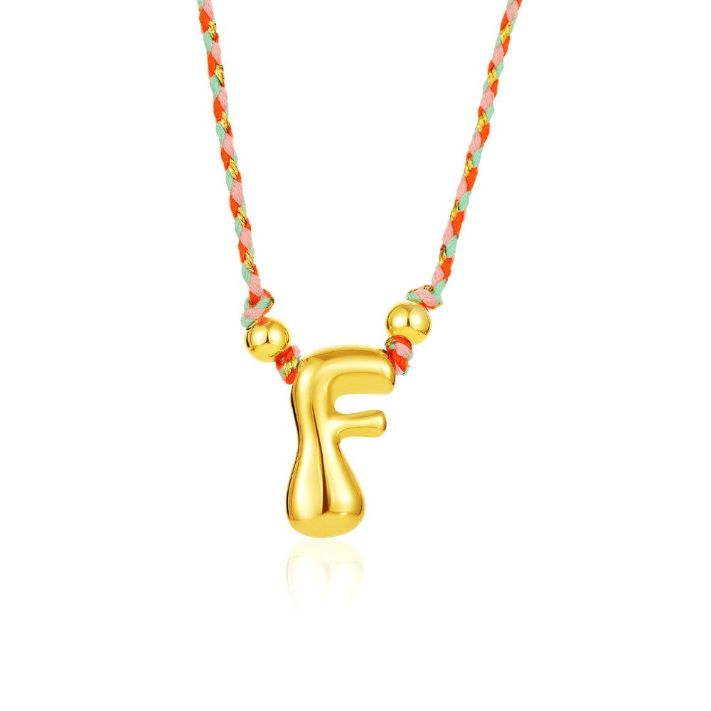 Elegant Woven Rope Bubble Initial Necklace
